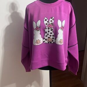 All in Motion Vibrant Purple Cropped Sweatshirt with Bunnies 🐰